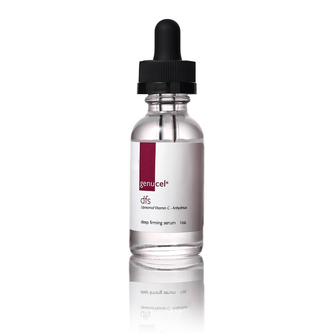 A skincare product from Genucel Skin Care.   This product is named Genucel Deep Firming Serum.